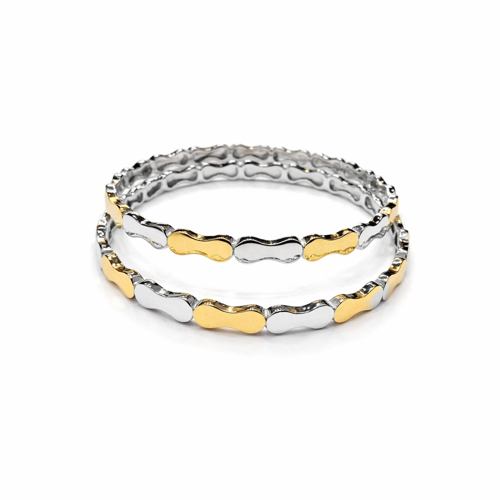 Eterna Wave Duo Bangle Set – 925 Silver