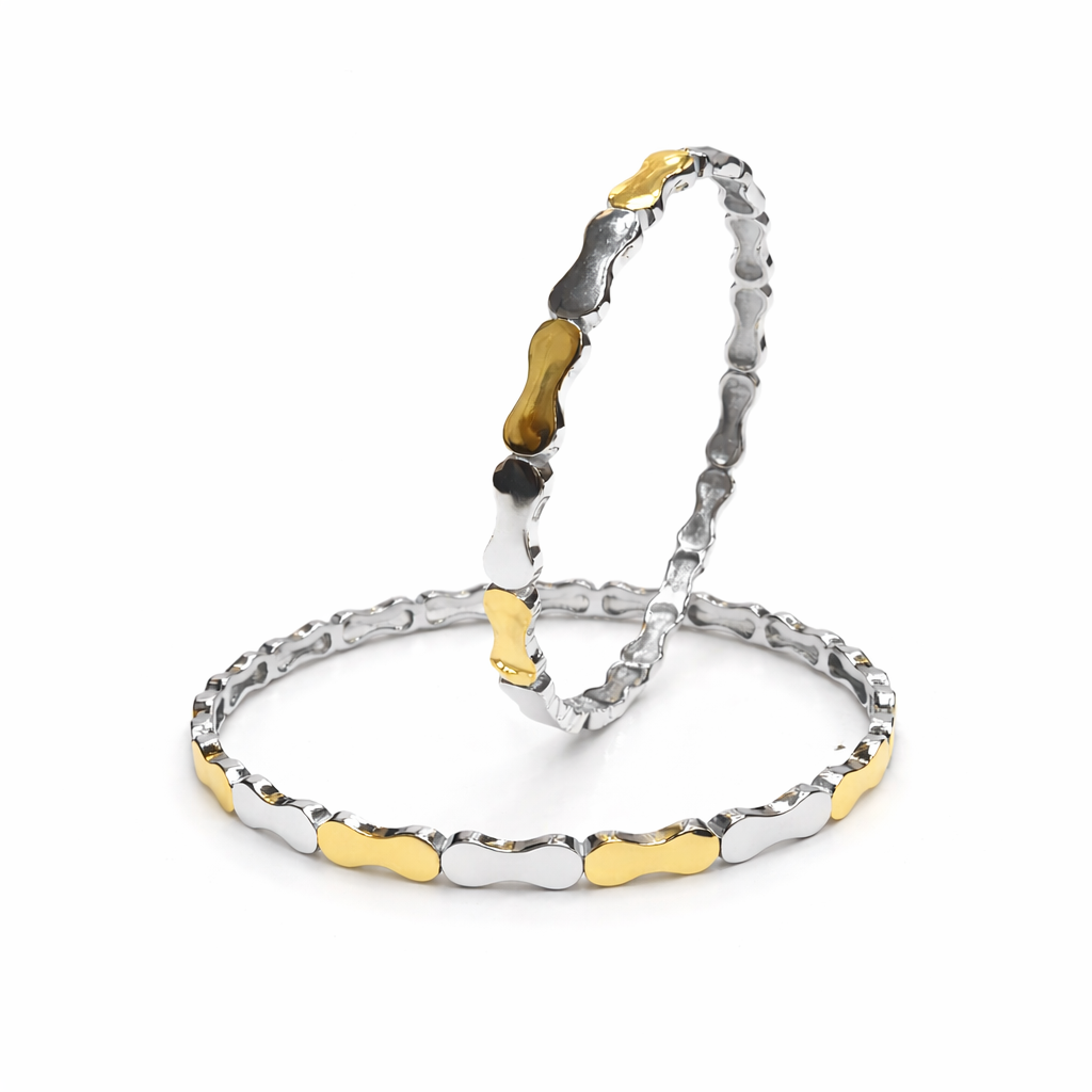 Eterna Wave Duo Bangle Set – 925 Silver