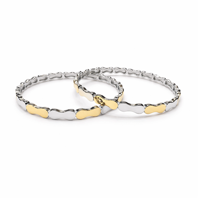 Eterna Wave Duo Bangle Set – 925 Silver