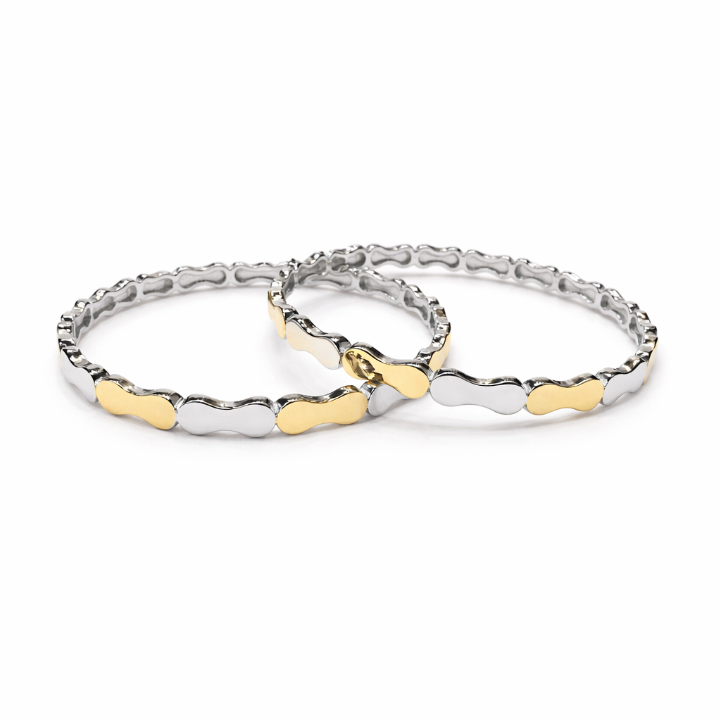 Eterna Wave Duo Bangle Set – 925 Silver