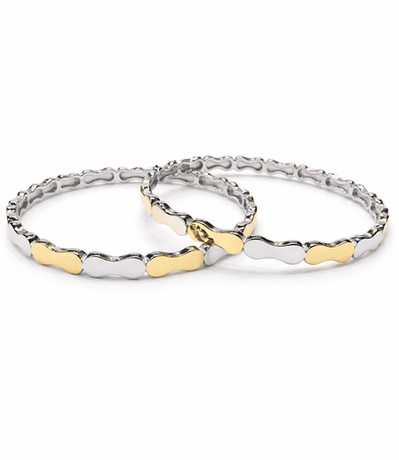 Eterna Wave Duo Bangle Set – 925 Silver