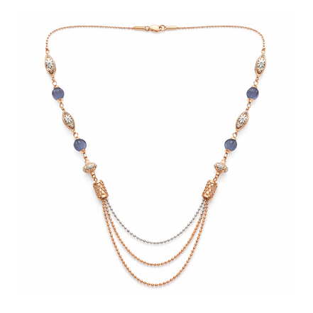 Celestia Triple-Layer Dual-Tone 925 Sterling Silver Designer Necklace