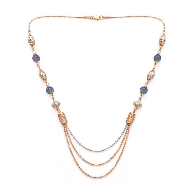 Celestia Triple-Layer Dual-Tone 925 Sterling Silver Designer Necklace