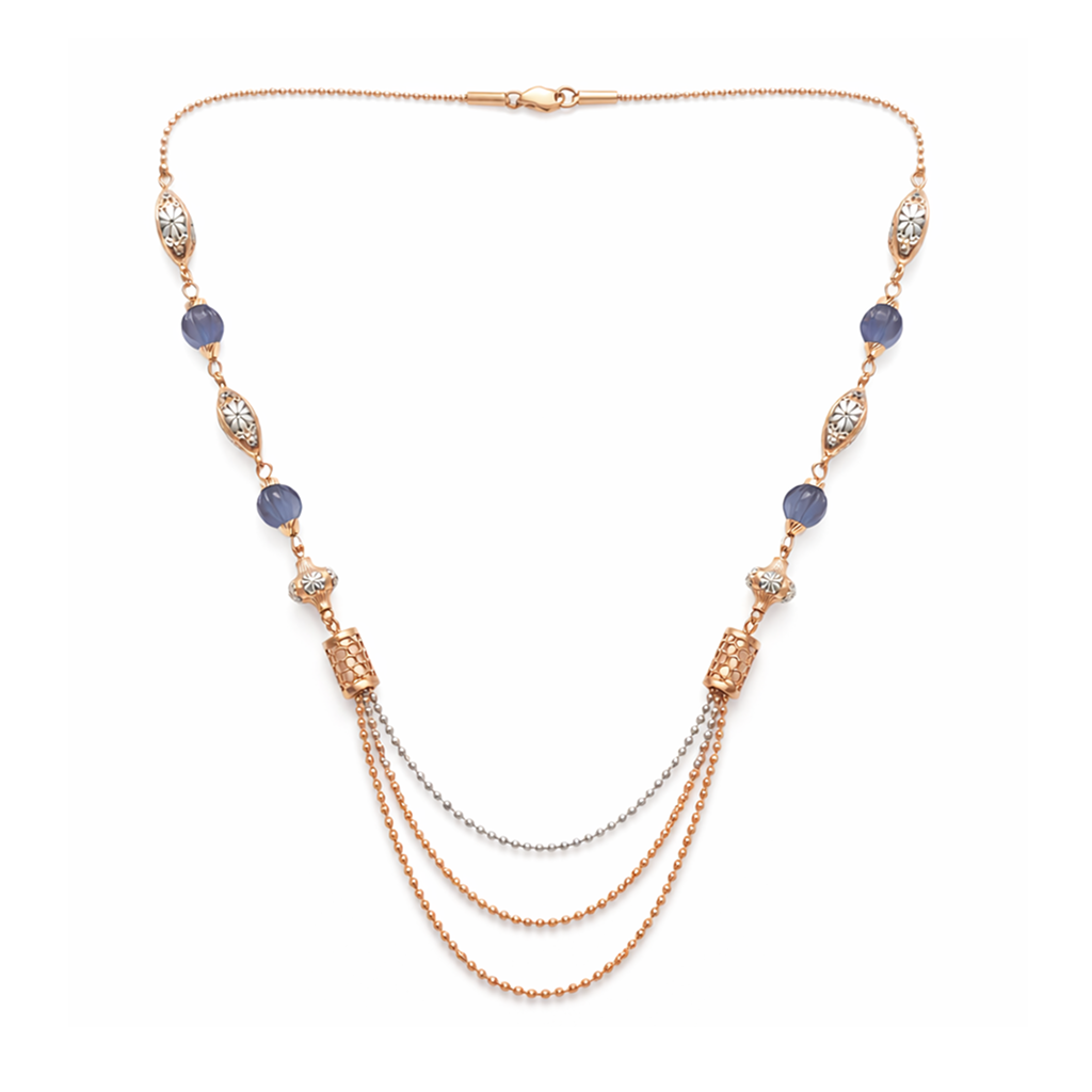 Celestia Triple-Layer Dual-Tone 925 Sterling Silver Designer Necklace