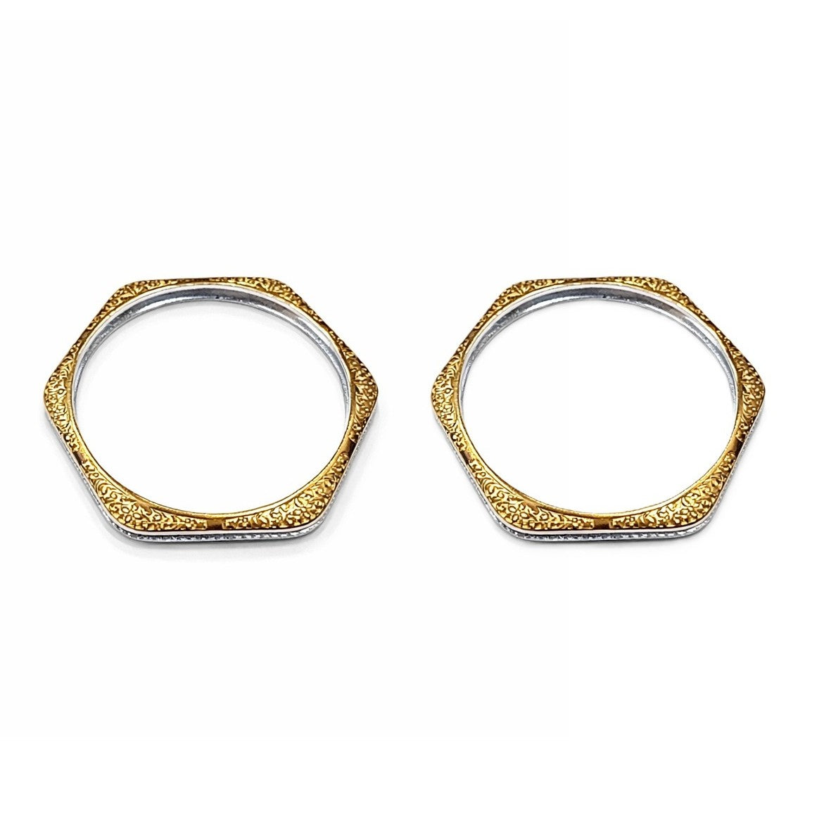 Kalyani Heritage Gold-Carved 925 Silver Bangle Pair