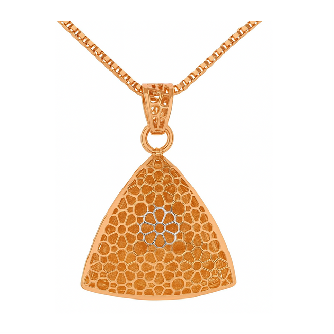 925 Silver Rose Gold Pendant with Platinum Center Flower and Chain