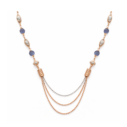 Celestia Triple-Layer Dual-Tone 925 Sterling Silver Designer Necklace