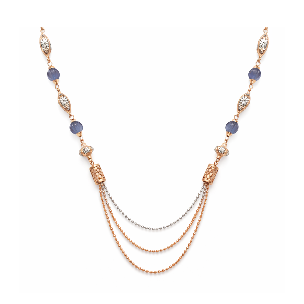 Celestia Triple-Layer Dual-Tone 925 Sterling Silver Designer Necklace