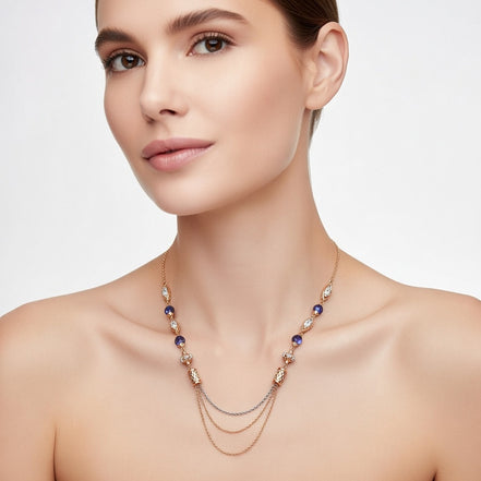 Celestia Triple-Layer Dual-Tone 925 Sterling Silver Designer Necklace