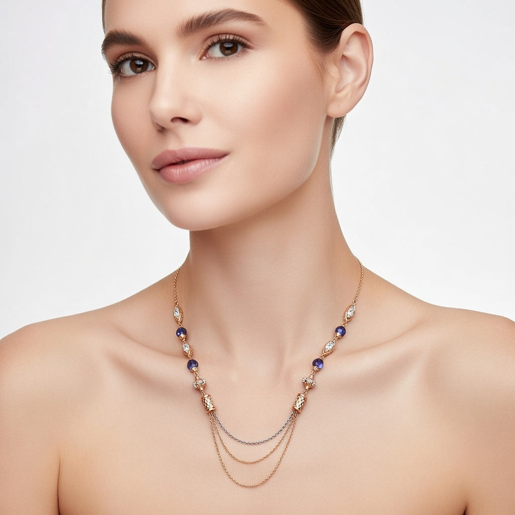 Celestia Triple-Layer Dual-Tone 925 Sterling Silver Designer Necklace