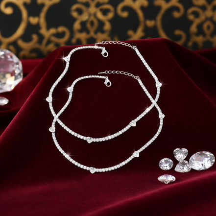 Royale Heart Sparkle 925 Silver Payal (Pair)