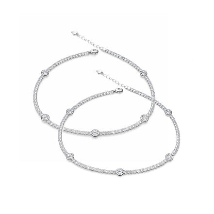 Celeste Diamond Station 925 Silver Payal (Pair)