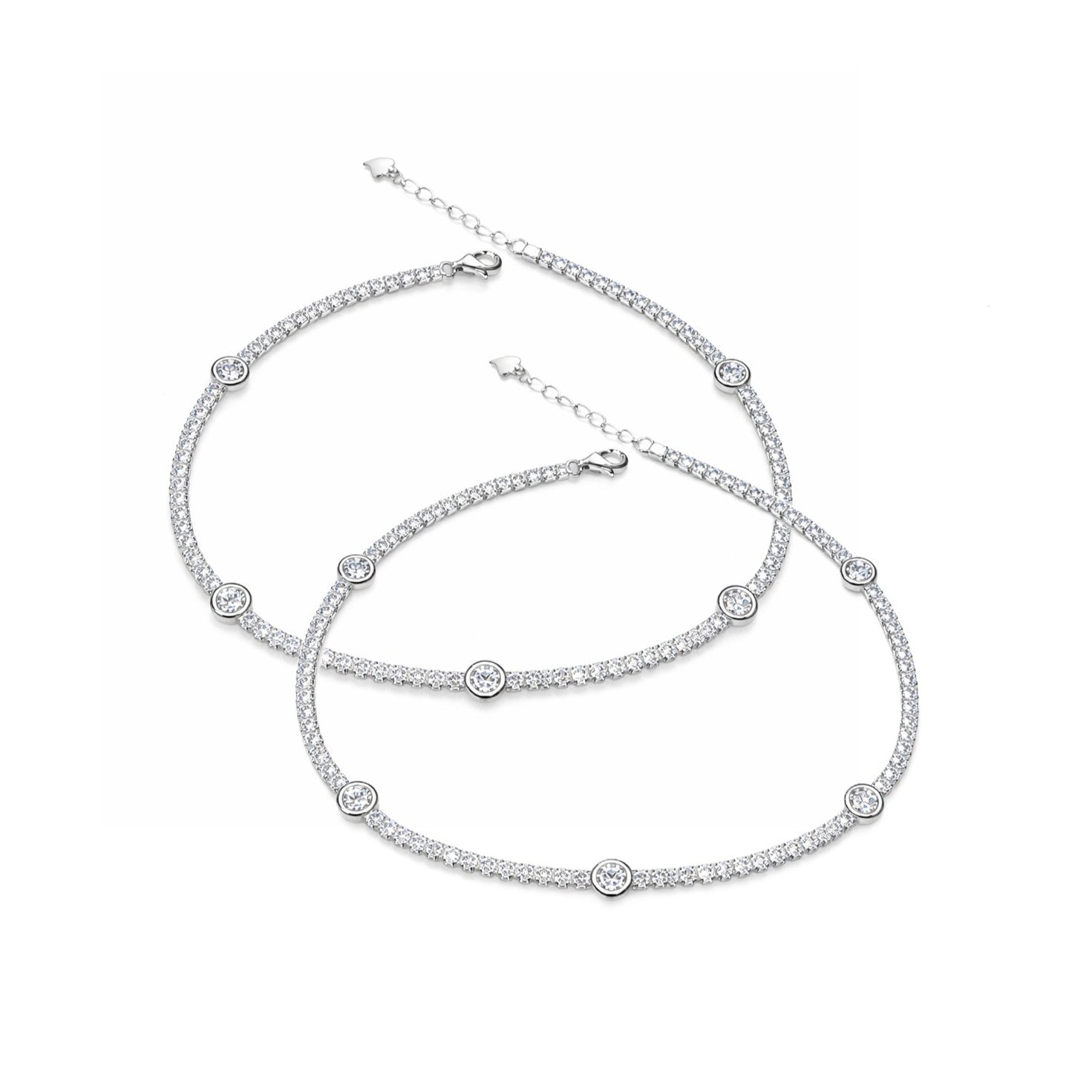 Celeste Diamond Station 925 Silver Payal (Pair)