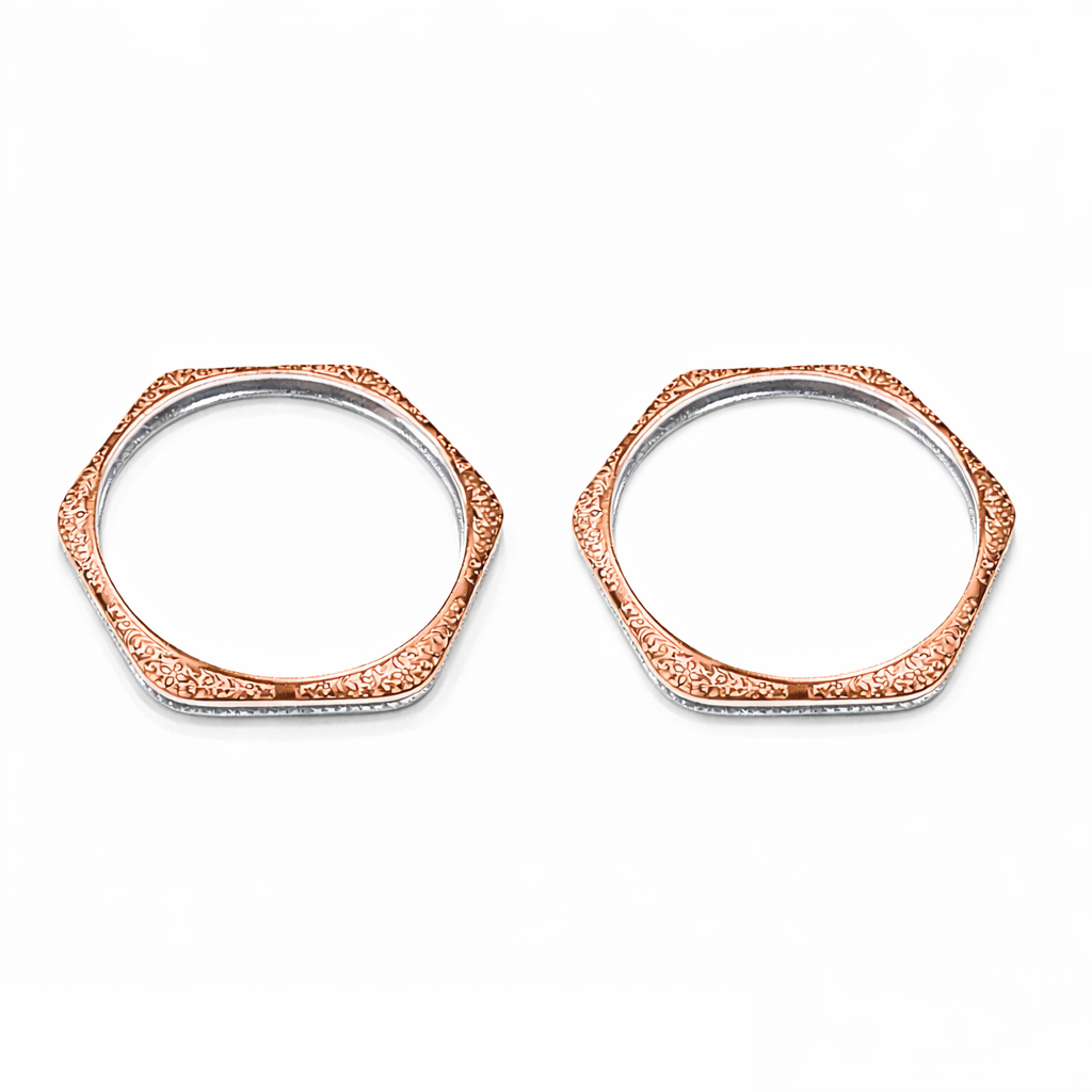 Anvika Rose Heritage Carved 925 Silver Bangle Pair
