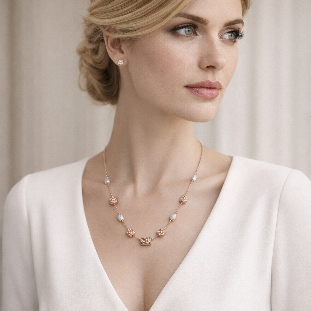 Aurelia Dual-Tone Geometric 925 Sterling Silver Designer Chain