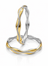 Wave Two-Tone Diamond-Accent 925 Silver Bangle Pair