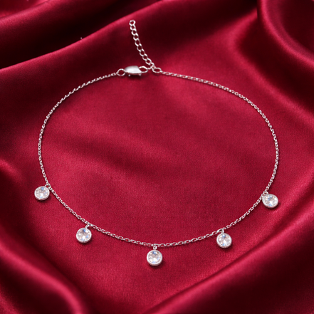 Drop Crystal 925 Silver Anklet (Single)