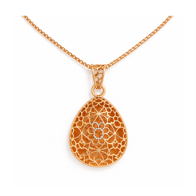 925 Silver Rose Gold Pendant with Chain