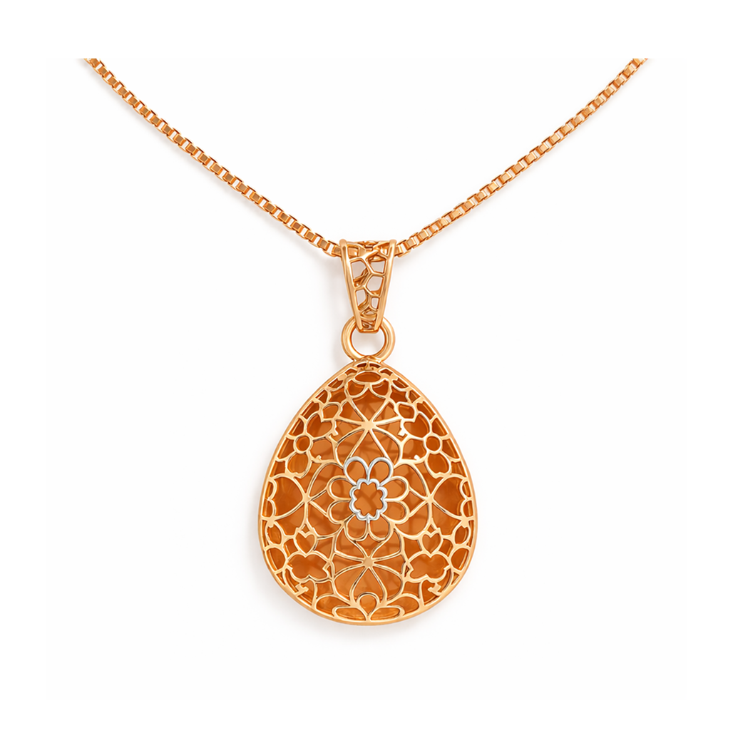 925 Silver Rose Gold Pendant with Chain