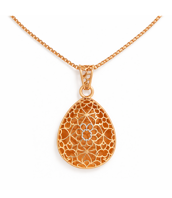 925 Silver Rose Gold Pendant with Chain