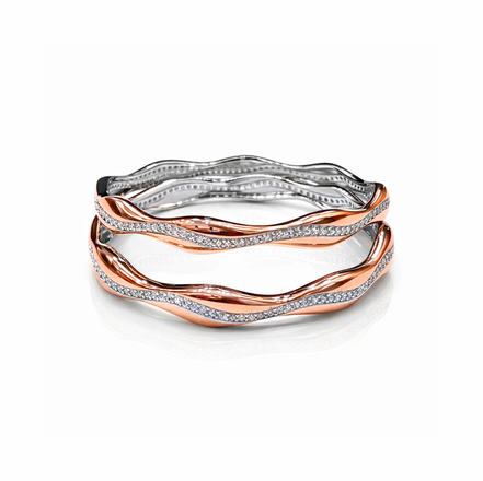 Veloria Two-Tone Wave 925 Silver Bangles