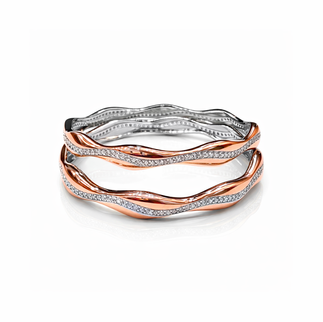 Veloria Two-Tone Wave 925 Silver Bangles