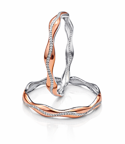 Veloria Two-Tone Wave 925 Silver Bangles