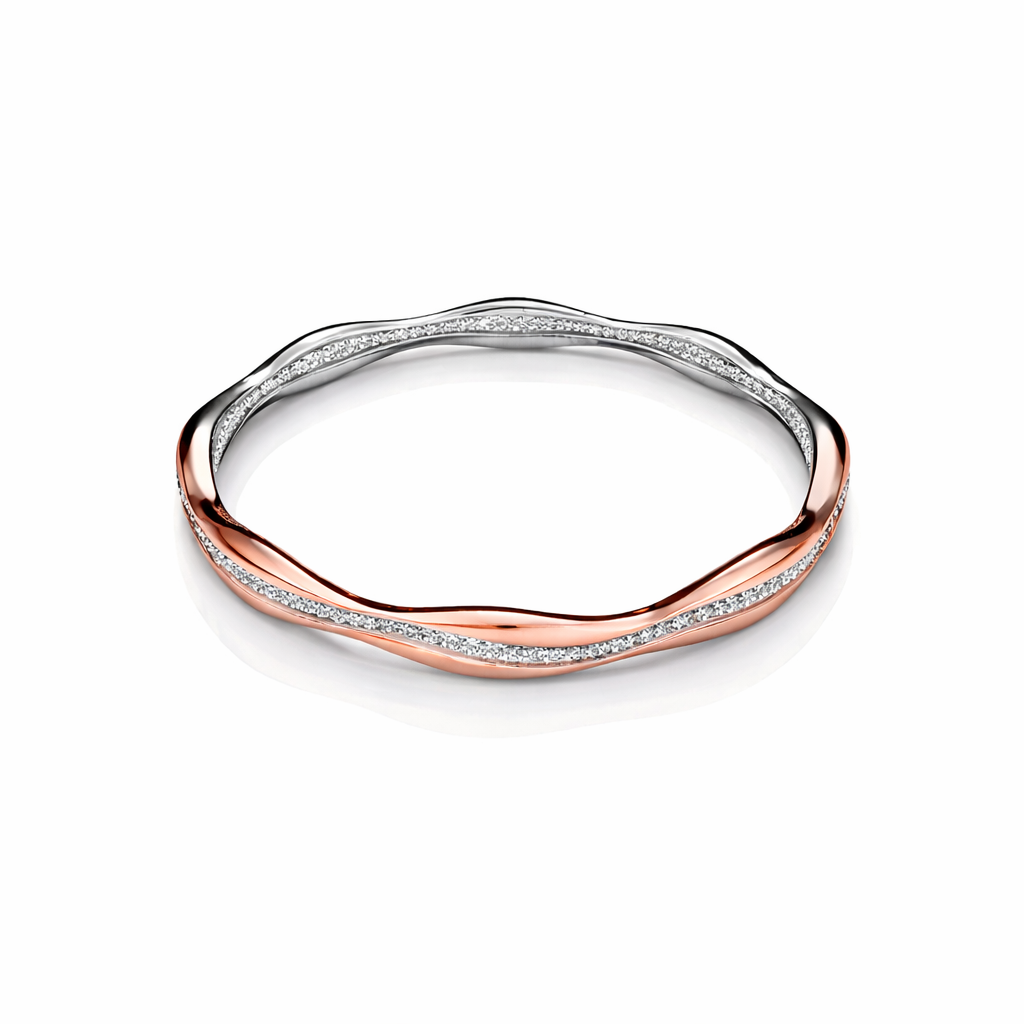 Veloria Two-Tone Wave 925 Silver Bangles