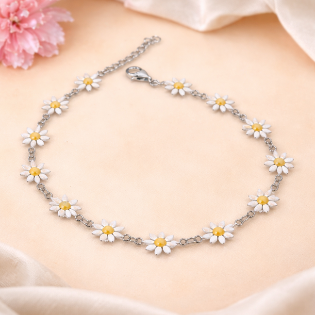 Sunshine Daisy 925 Silver Payal (Single)