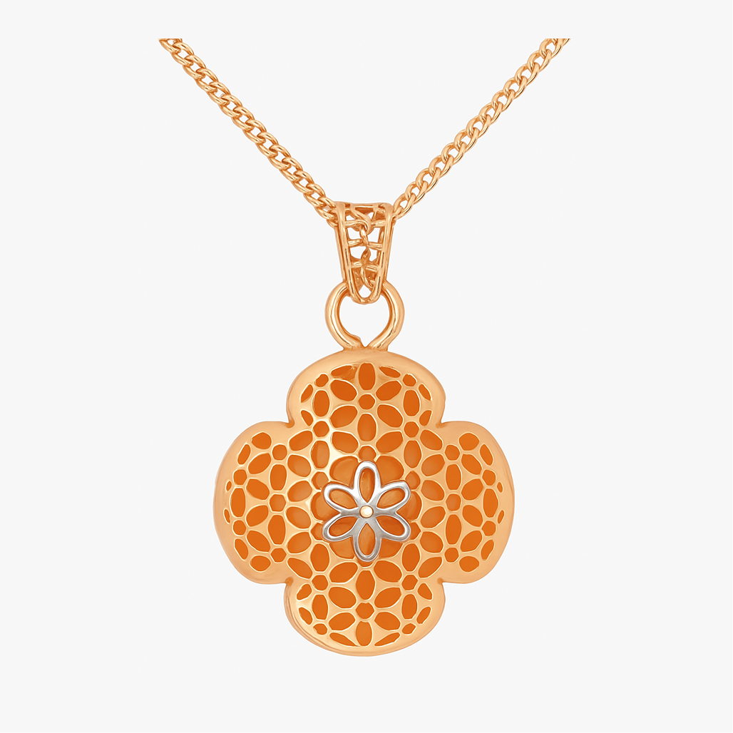 925 Silver Rose Gold Clover Pendant with Chain