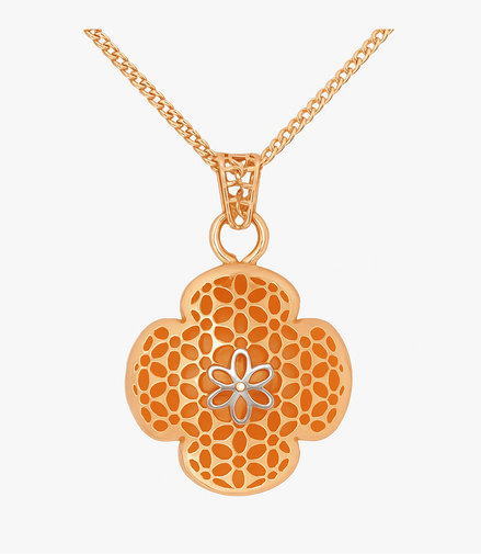 925 Silver Rose Gold Clover Pendant with Chain