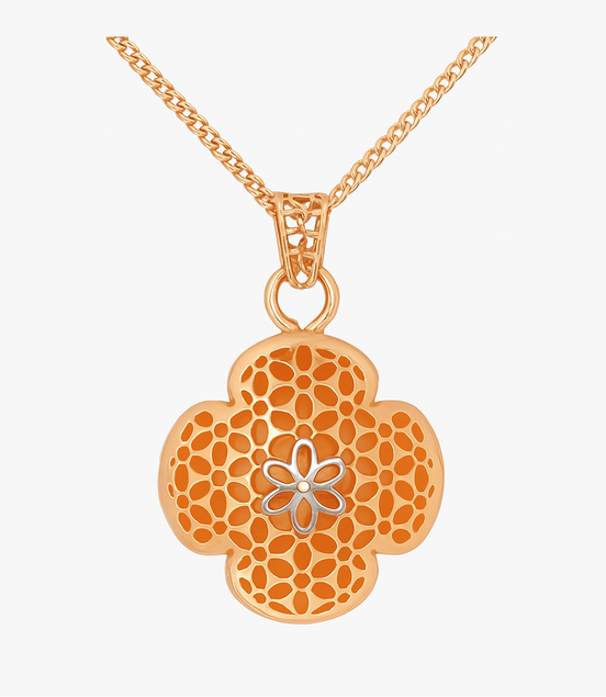 925 Silver Rose Gold Clover Pendant with Chain