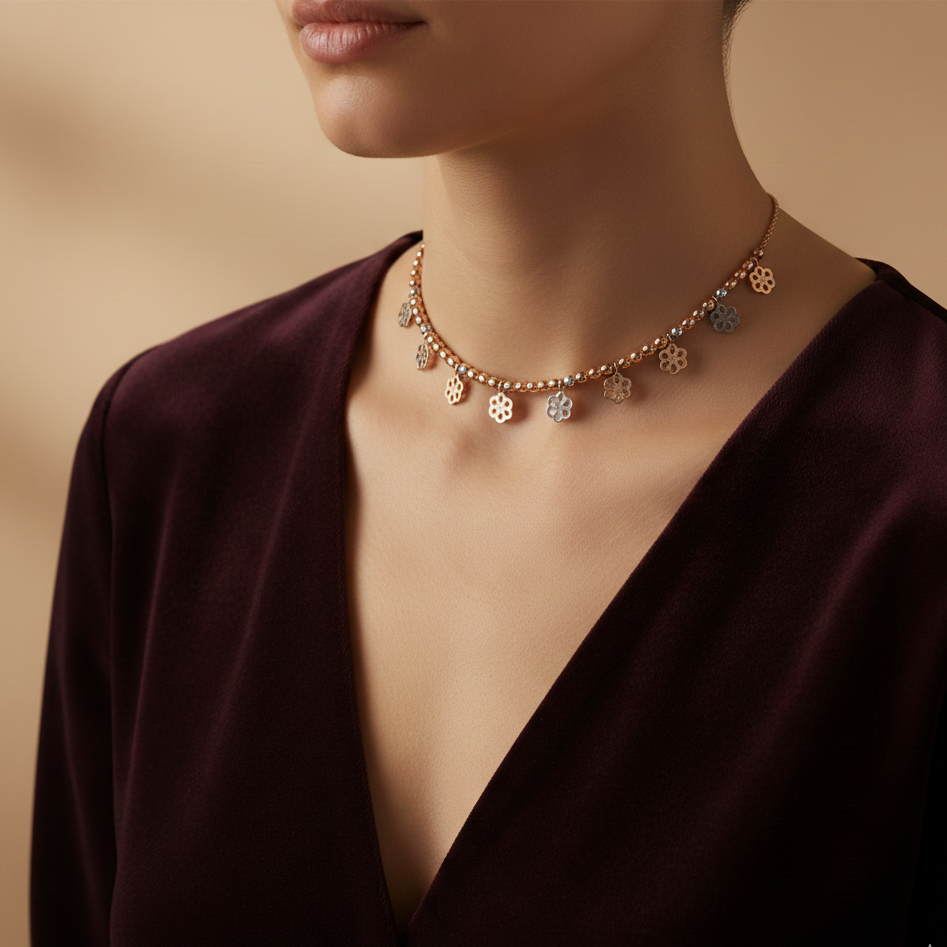 Multi-Tone 925 Sterling Silver Charm Necklace