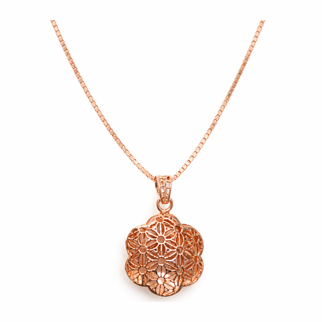 925 Silver Rose Gold Rosella Bloom Pendant with Chain