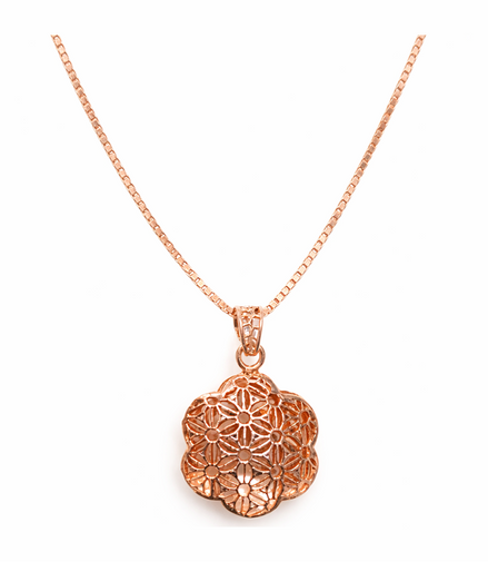 925 Silver Rose Gold Rosella Bloom Pendant with Chain