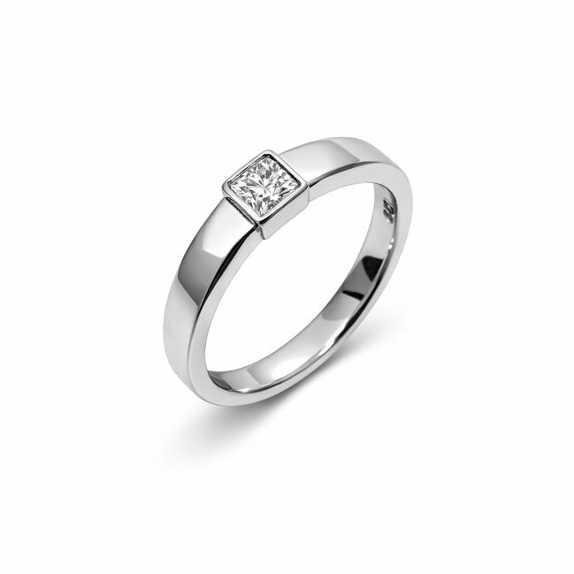 Classic Square Solitaire Ring