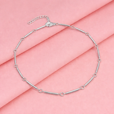 Sleek Bar Link 925 Silver Payal (Single)