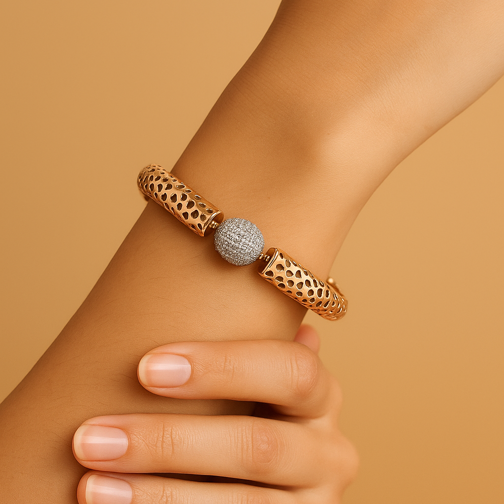 925 Silver Aurora rose gold Folding Kada