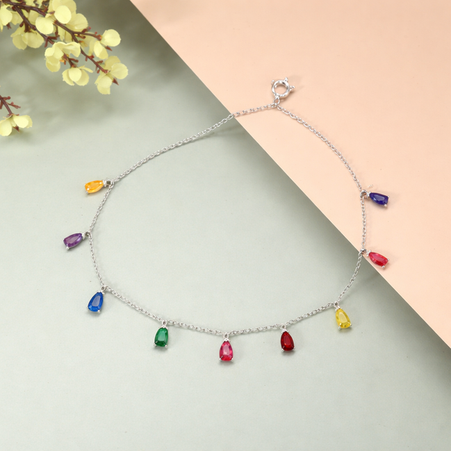 Rainbow Drop 925 Silver Payal (Single)