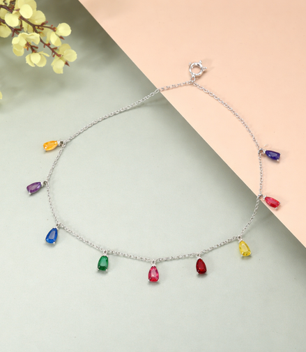 Rainbow Drop 925 Silver Payal (Single)