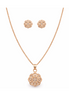 Rose Gold Floral Bloom 925 Silver Pendant & Earring Set