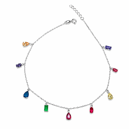 Rainbow Drop 925 Silver Payal (Single)