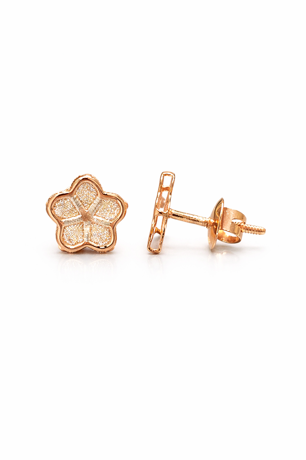 Rose Gold Frosted Petal 925 Silver Jewelry Set