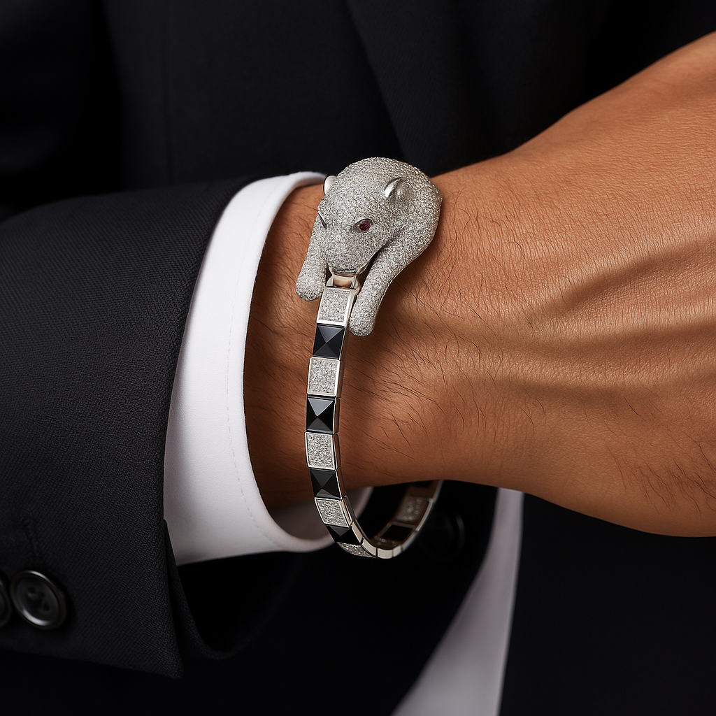 Panther Noir Kada Bracelet For Him
