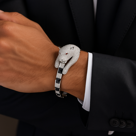 Panther Noir Kada Bracelet For Him
