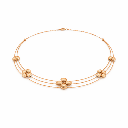 Aurelia Bloom Trio 925 Sterling Silver Rose Gold Necklace