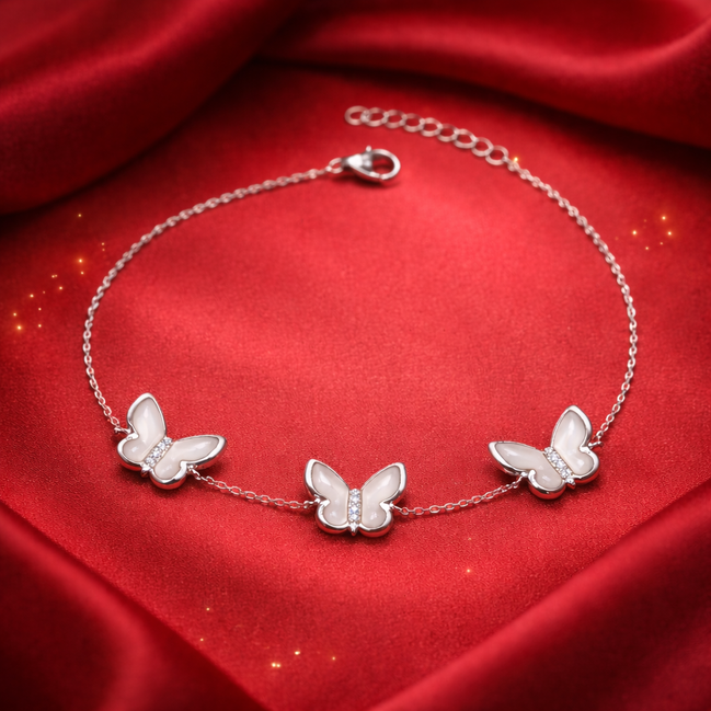 Triple Butterfly Grace 925 Silver Payal (Single)