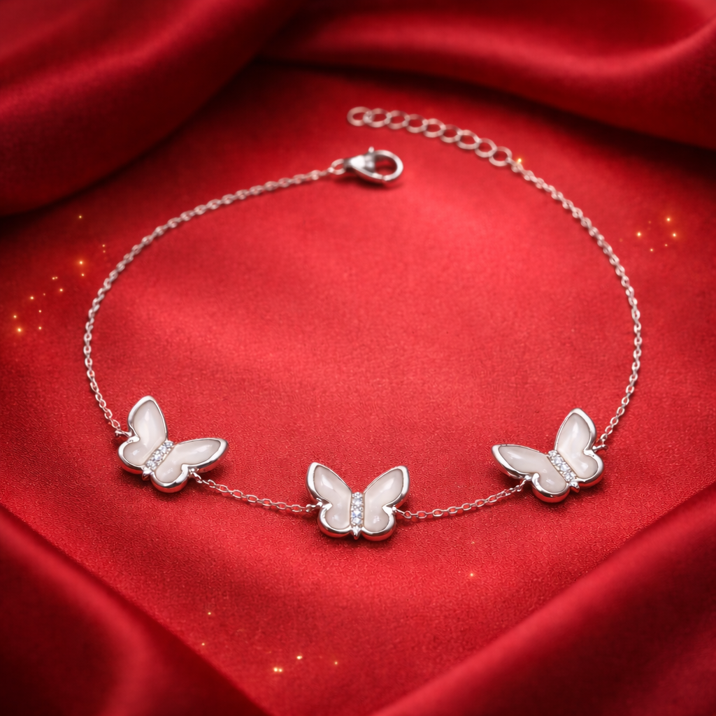 Triple Butterfly Grace 925 Silver Payal (Single)