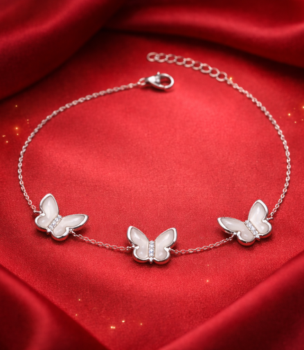 Triple Butterfly Grace 925 Silver Payal (Single)