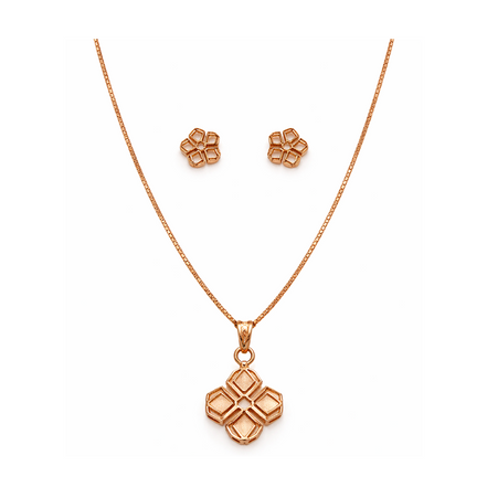 Rose Gold Geometric Clover 925 Silver Jewelry Set